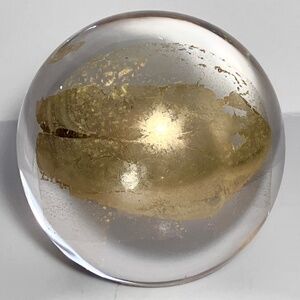 RANDY STRONG Signed Paperweight / 3.25 Inches / Vintage 1993 Gold Foil Art Glass